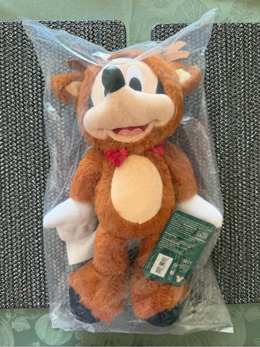 Disney Brown Plush Reindeer with Red Bow Accent